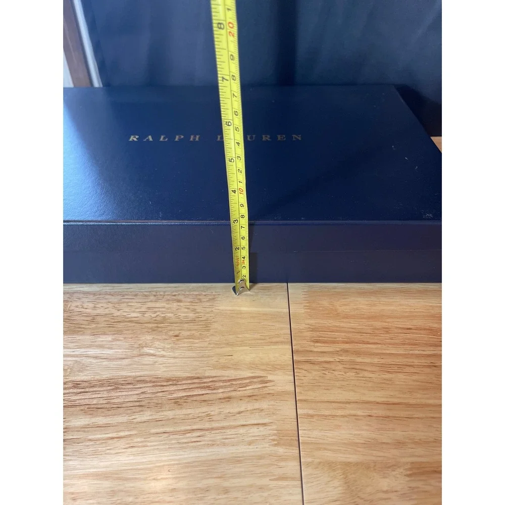 Ralph Lauren Navy Blue Large Magnetic‎ Gift Box Gold Logo 17x11.5x3 Storage Box